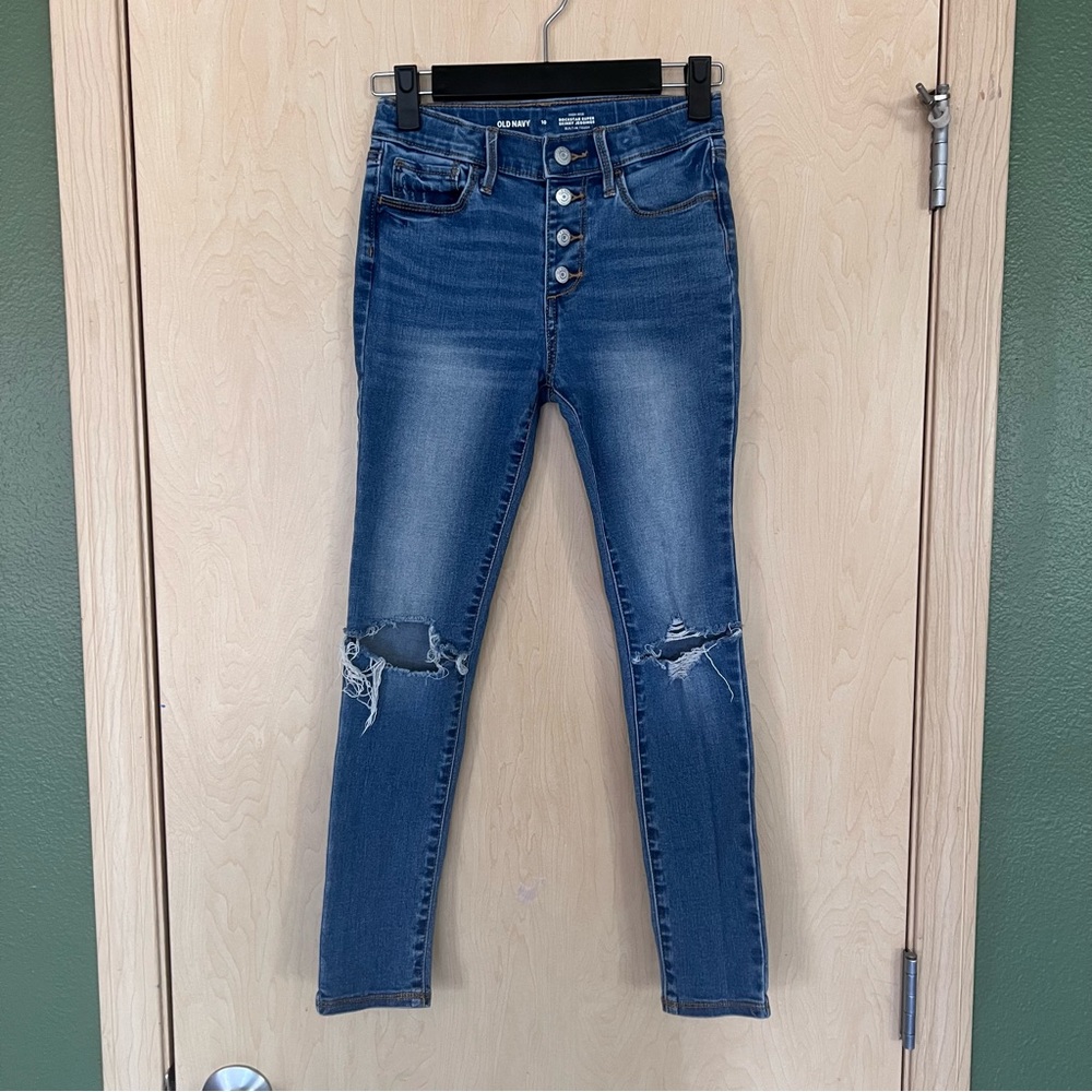 Old Navy High-Waisted Rockstar Button-Fly Distressed Jeggings - Girls